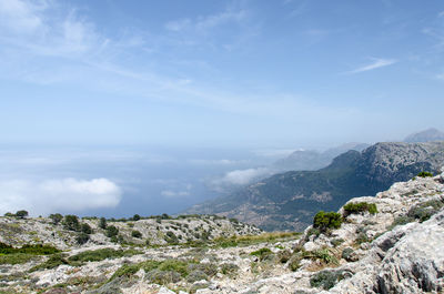 Scenic view of mountains against sky