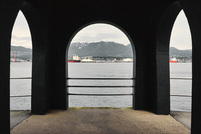 View of river seen through window during winter