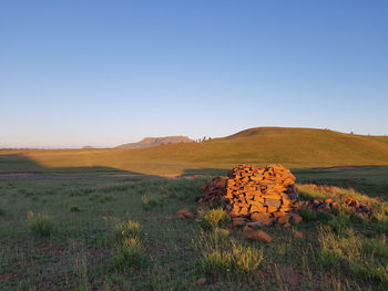 Scenic view of landscape against clear sky