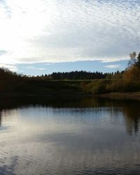 Scenic view of lake against sky