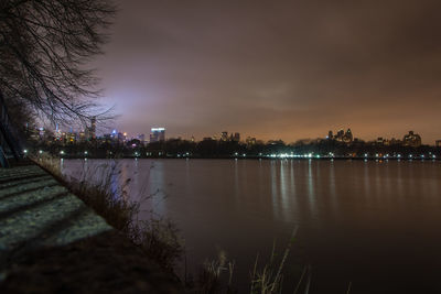 View of city at night