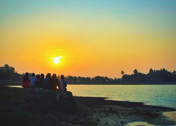 Scenic view of sunset over sea