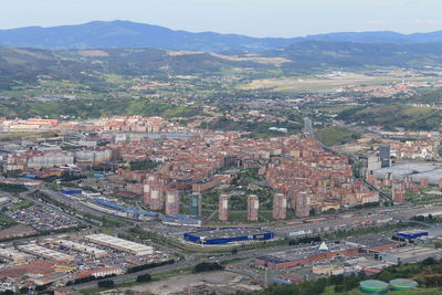 High angle view of townscape against sky
