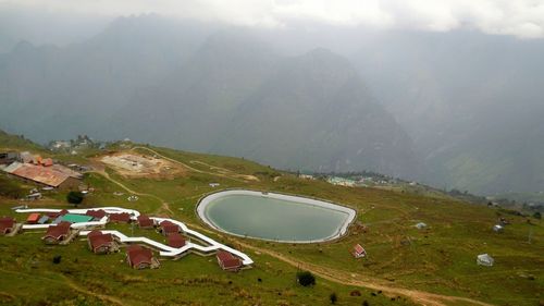 High angle view of landscape against sky