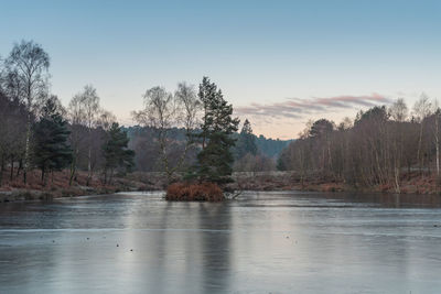 Scenic view of lake against sky