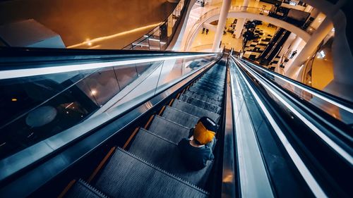 High angle view of escalator