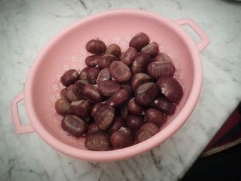 High angle view of food in bowl