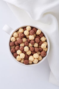 High angle view of breakfast in bowl on table
