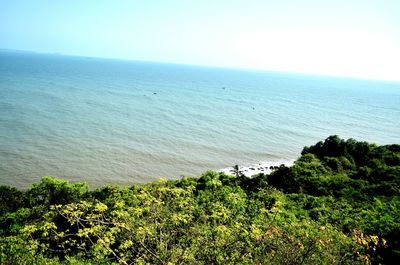 Scenic view of sea against clear sky