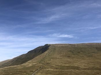 Low angle view of arid landscape against sky