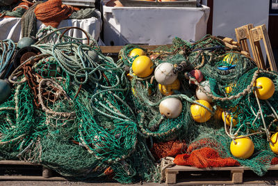 High angle view of fishing net