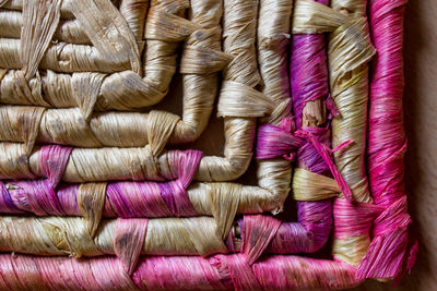 Directly above shot of textiles in factory