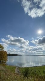 Scenic view of lake against sky