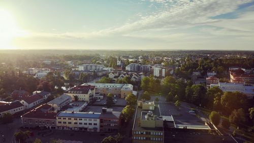 High angle view of townscape against sky