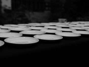 Close-up of glasses on table