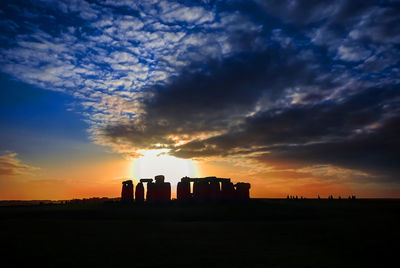 Silhouette buildings against sky during sunset