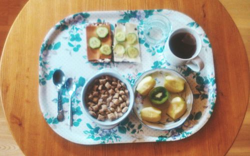 High angle view of food in plate