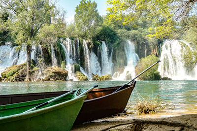 Scenic view of waterfall