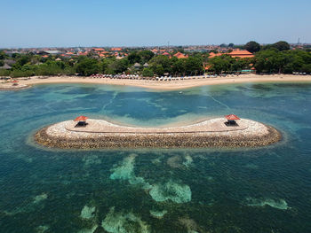 High angle view of sea against sky