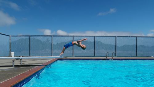 View of built structure against blue sky