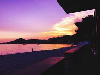 Scenic view of sea at sunset