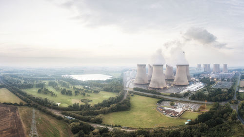 Uk, england, drax, drax power station at sunset