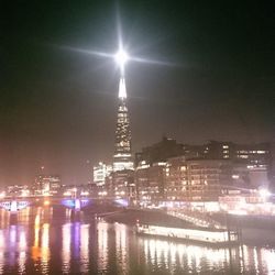 View of illuminated city at night