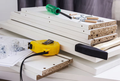 High angle view of cake on table
