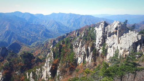Panoramic view of landscape and mountains against sky