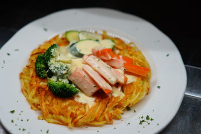 Close-up of meal served in plate