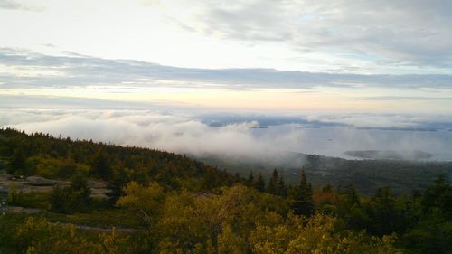 High angle view of clouds over mountain