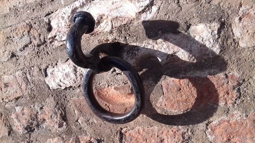 Close-up of rusty metal on wall