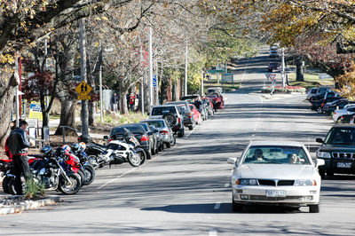 Cars on street in city