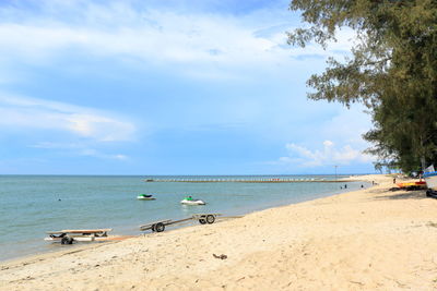 Scenic view of beach against sky