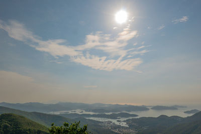 Scenic view of mountains against sky during sunset