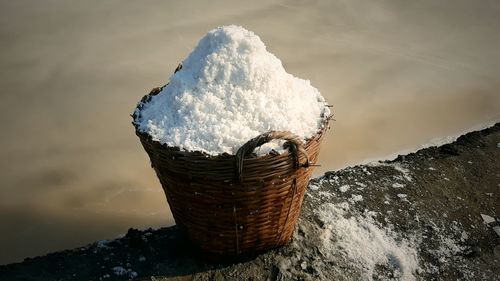 Close-up of salts on a basket.