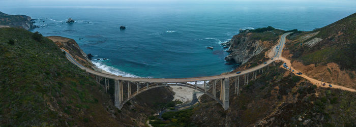 High angle view of sea against sky