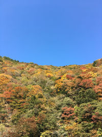 Scenic view of mountain against clear blue sky