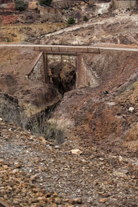 High angle view of bridge over road