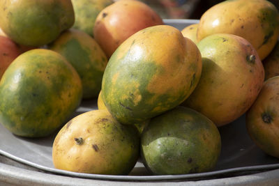 High angle view of fruits in bowl