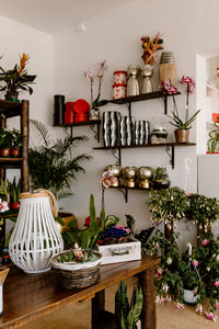 Christmas decorations on table