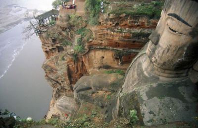 High angle view of leshan giant buddha