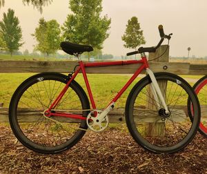 Bicycle parked on field