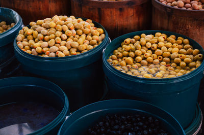 High angle view of fruits for sale