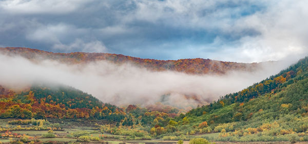 Beautiful autumn landscapes in the romanian mountains, fantanele village area, sibiu county, romania