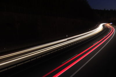 Light trails on highway at night