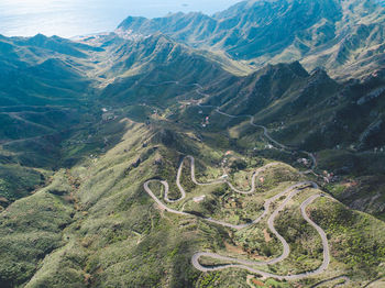 High angle view of mountain road