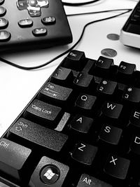 High angle view of computer keyboard