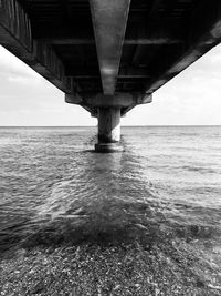 High angle view of bridge over sea against sky