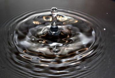 Close-up of drop falling in water